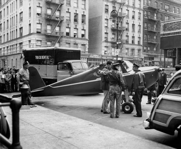 He landed a plane on a New York street outside a bar – twice