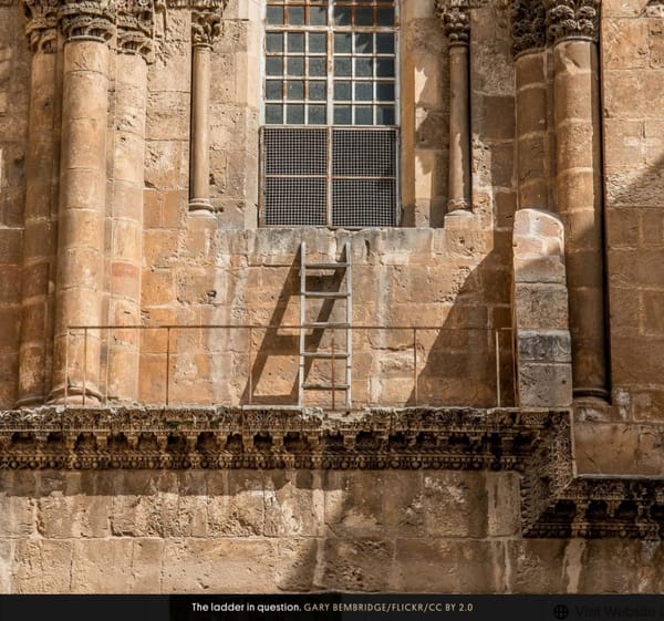 The immovable ladder on the Church of the Holy Sepulchre